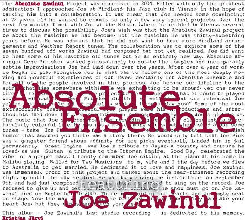 Cover for Absolute Ensemble · Absolute Zawinul (CD) [Digipak] (2010)