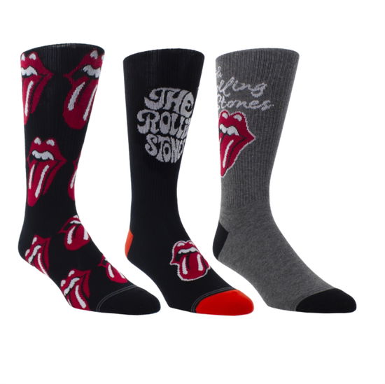Rolling Stones Assorted Crew Socks 3 Pack (One Size) - The Rolling Stones - Produtos - ROLLING STONES - 0841657007727 - 30 de abril de 2024