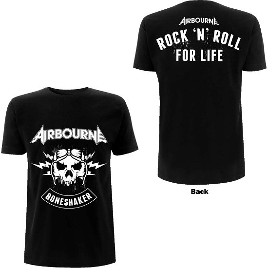 Airbourne Unisex T-Shirt: R 'n' R Boneshaker (Back Print) - Airbourne - Merchandise -  - 5056187761727 - 
