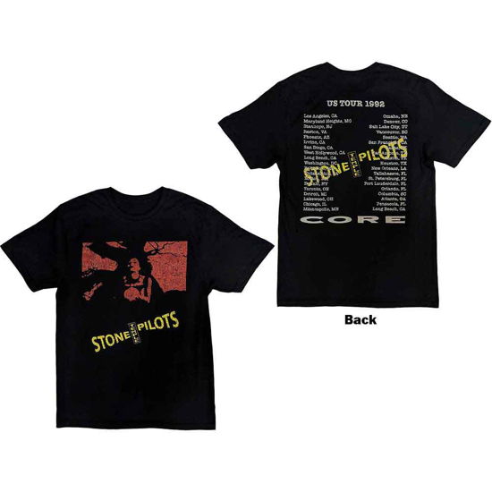 Stone Temple Pilots Unisex T-Shirt: Core US Tour '92 (Back Print) - Stone Temple Pilots - Koopwaar -  - 5056737201727 - 