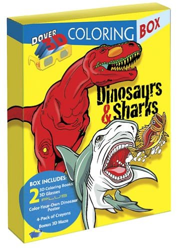 Cover for Dover · Dinosaurs and Sharks 3-D Coloring Box - Dover Fun Kits (Paperback Book) (2012)