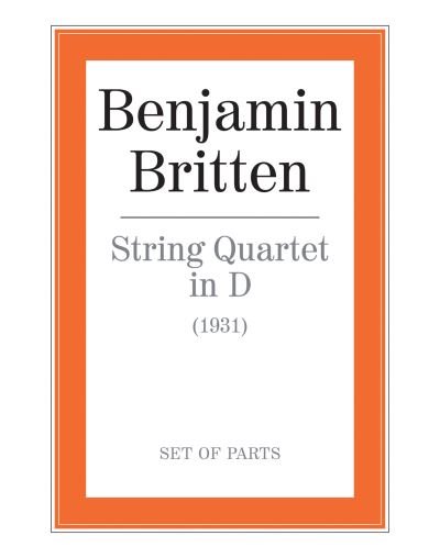 String Quartet in D - Benjamin Britten - Bøger - Faber & Faber - 9780571500727 - 1. december 1998