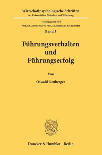 Cover for Neuberger · Führungsverhalten und Führung (Book) (1976)