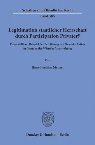 Cover for Menzel · Legitimation staatlicher Herrsch (Book) (1981)