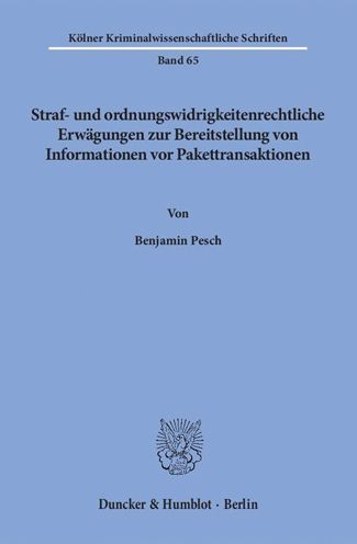 Cover for Pesch · Straf- und ordnungswidrigkeitenre (Book) (2015)