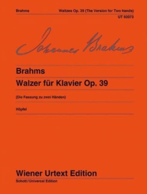 Cover for Johannes Brahms · Waltzes: Version for Two Hands. op. 39. piano. (Partitur) (1982)