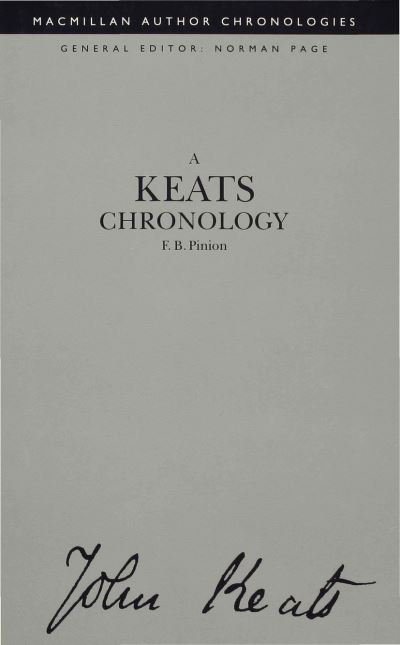 Cover for F B Pinion · A Keats Chronology - Author Chronologies Series (Hardcover Book) (1992)