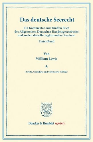 Das deutsche Seerecht. - Lewis - Books -  - 9783428165728 - August 2, 2013