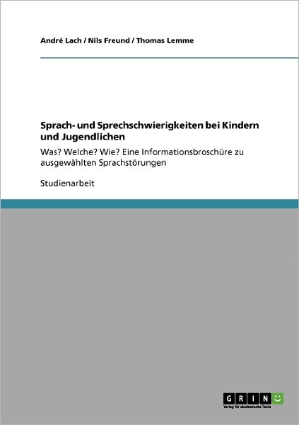 Cover for Lach · Sprach- und Sprechschwierigkeiten (Book) [German edition] (2009)