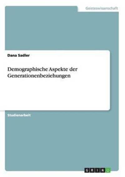 Cover for Sadler · Demographische Aspekte der Gener (Book) (2016)