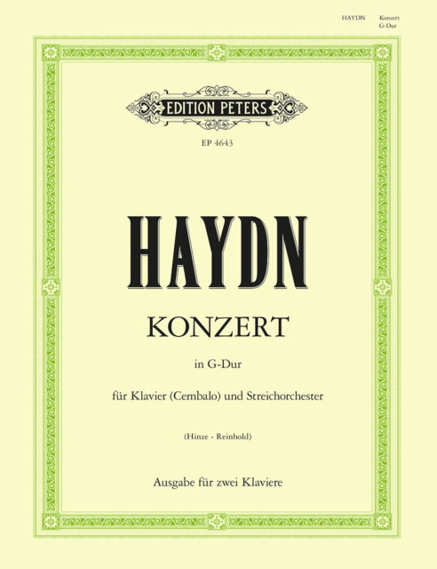 Cover for Joseph Haydn · Concerto No. 2 in G Hob.XVIII/4 (Sheet music) (2001)