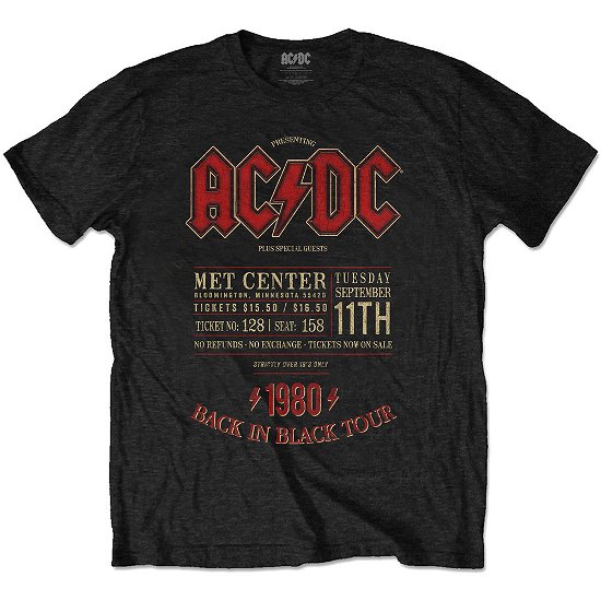 AC/DC Unisex T-Shirt: Minnesota '80 Small) - AC/DC - Merchandise -  - 5056368698729 - 