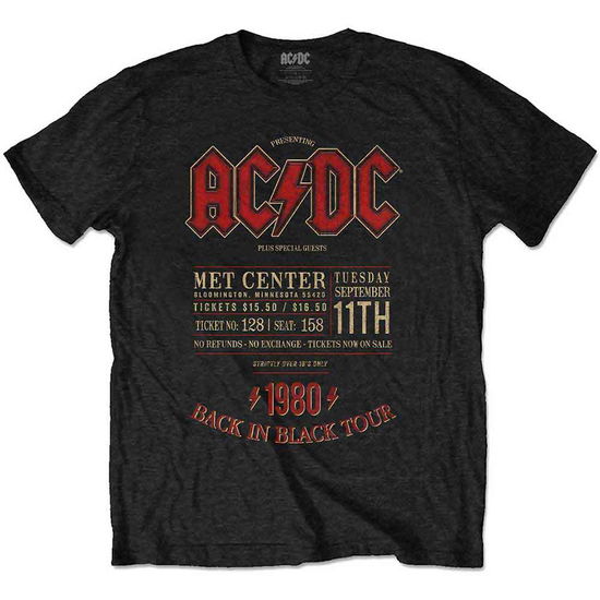 Cover for AC/DC · AC/DC Unisex T-Shirt: Minnesota '80 Small) (T-shirt) [Black - Unisex edition]