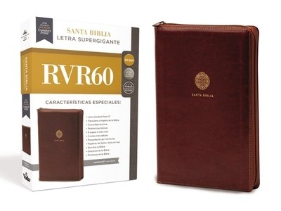 Cover for RVR 1960- Reina Valera 1960 · Biblia Reina Valera 1960, Letra Supergigante, Leathersoft, Café, con Cierre / Spanish Bible RVR60 Super Giant Print, Leathersoft, Brown w/ Zipper (Lederbuch) (2020)