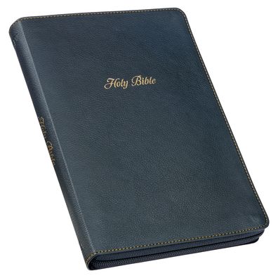 Cover for Christian Art Publishers · KJV Holy Bible, Thinline Large Print, Black Faux Leather w/Thumb index and Ribbon Marker, Red Letter, King James Version, Zipper Closure (Läderbok) (2021)