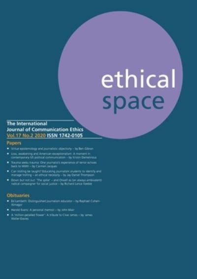 Cover for Richard Lance Keeble · Ethical Space Vol.17 Issue 2 (Pocketbok) (2020)