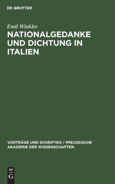 Cover for Emil Winkler · Nationalgedanke und Dichtung in Italien (Bok) (1940)