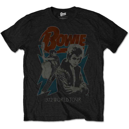 David Bowie Unisex T-Shirt: 1972 World Tour - David Bowie - Merchandise - ROFF - 5055979930730 - 7. april 2016