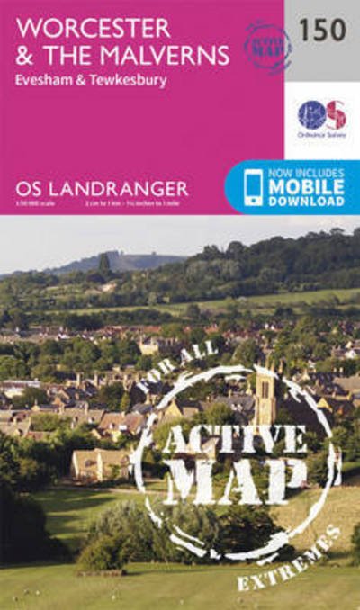 Cover for Ordnance Survey · Worcester &amp; the Malverns, Evesham &amp; Tewkesbury - OS Landranger Active Map (Landkart) [February 2016 edition] (2016)