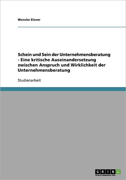 Cover for Elsner · Schein und Sein der Unternehmens (Book) [German edition] (2013)