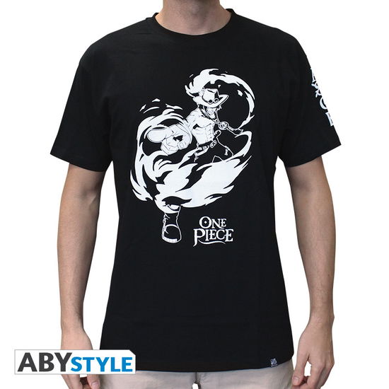 One Piece: Ace Black New Fit (T-Shirt Unisex Tg. S) - T-Shirt Männer - Produtos - ABYstyle - 3760116324731 - 7 de fevereiro de 2019