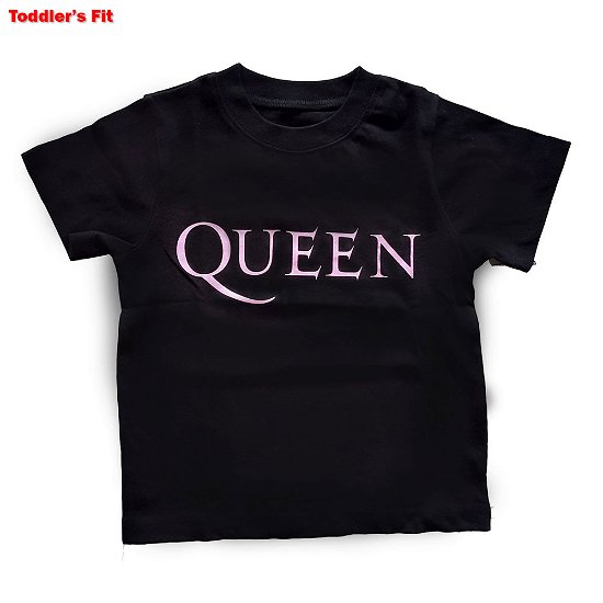 Cover for Queen · Queen Kids Toddler T-Shirt: Pink Logo (18 Months) (T-shirt) [size 1-2yrs] [Black - Kids edition]