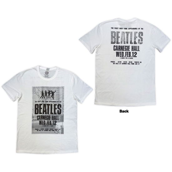 The Beatles Unisex T-Shirt: Tour '64 Carnegie Hall (White) (Back Print) - The Beatles - Produtos - - 5056836442731 - 3 de abril de 2025