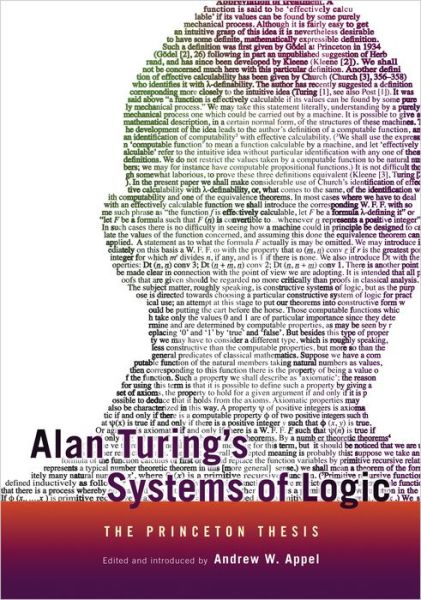 Cover for Alan Mathison Turing · Alan Turing's Systems of Logic: The Princeton Thesis (Paperback Book) (2014)