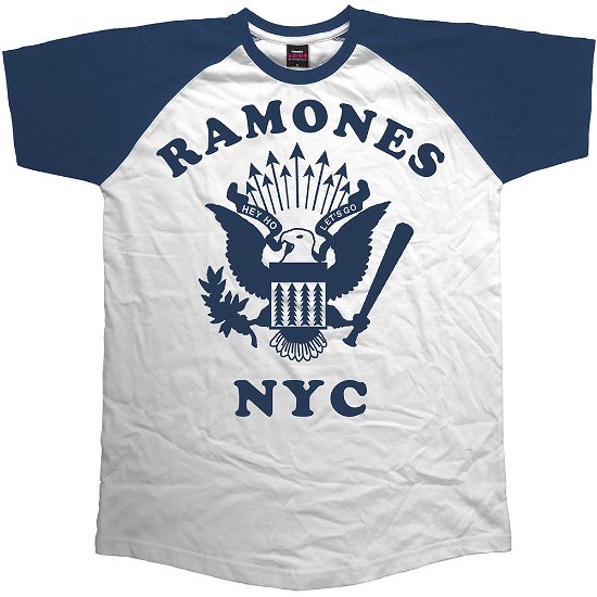 Cover for Ramones · Ramones Unisex Raglan T-Shirt: Retro Eagle (Klær) [size S] [Blue, White - Unisex edition]