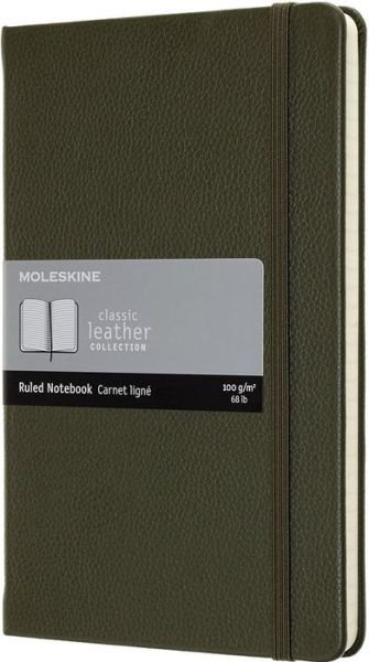 Cover for Moleskine · Moleskine Leather Notebook Large Ruled Hard Cover Moss Green (5 X 8.25) (Buch) (2018)