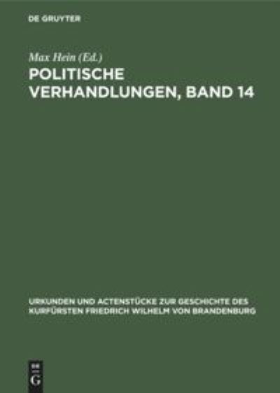 Cover for Max Hein · Politische Verhandlungen, Band 14 (Hardcover Book) (1926)