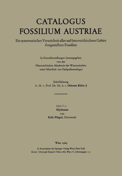 Cover for Erik Flugel · Hydrozoa - Catalogus Fossilium Austriae (Paperback Book) [German edition] (1969)