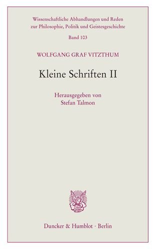 Cover for Wolfgang Graf Vitzthum · Kleine Schriften II (Paperback Book) (2021)