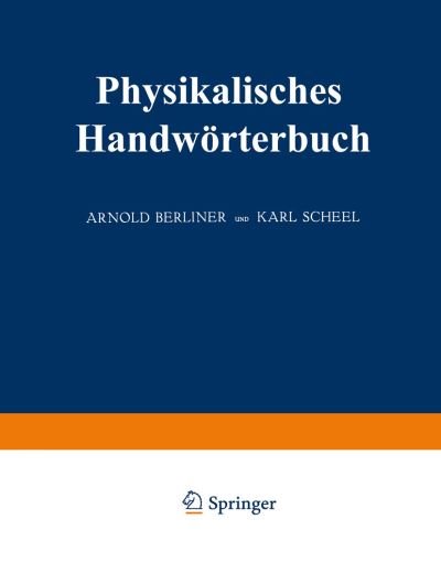 Cover for Nernst Walther Nernst · Physikalisches Handworterbuch (Paperback Book) (1924)