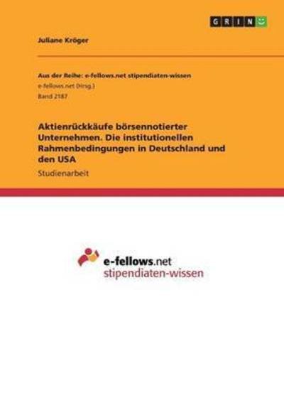 Cover for Kröger · Aktienrückkäufe börsennotierter (Book) (2016)