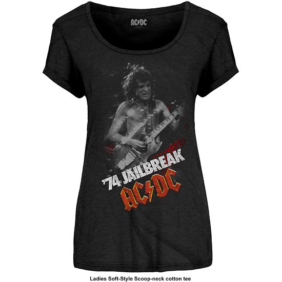 AC/DC Ladies Scoop Neck T-Shirt: Jailbreak - AC/DC - Produtos - Perryscope - 5055979968733 - 12 de dezembro de 2016
