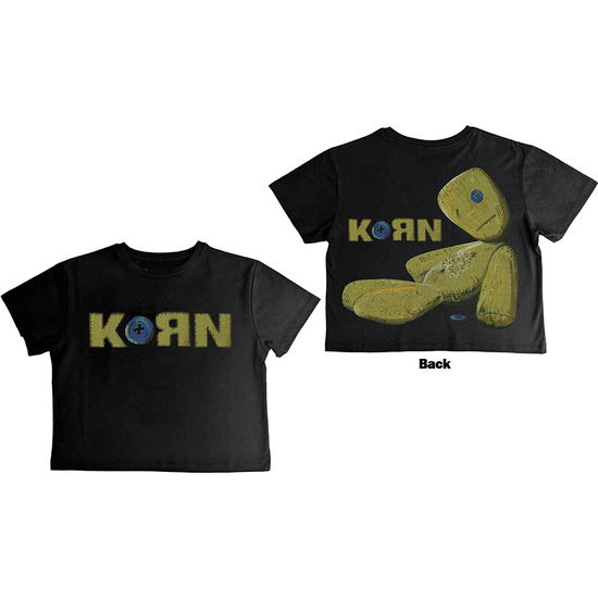 Cover for Korn · Korn Ladies Crop Top: Doll Issues (Black) (Back Print) (Bekleidung) [size XS] (2024)