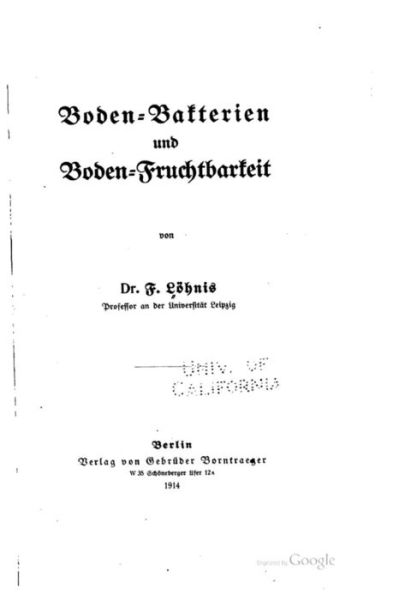 Cover for Dr F Lohnis · Boden-bakterien Und Boden-fruchtbarkeit (Paperback Book) (2015)