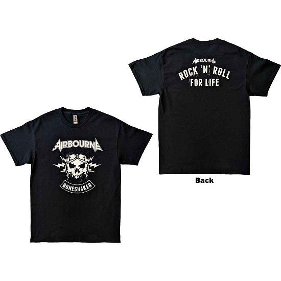 Airbourne Unisex T-Shirt: R 'n' R Boneshaker (Back Print) - Airbourne - Koopwaar -  - 5056187761734 - 
