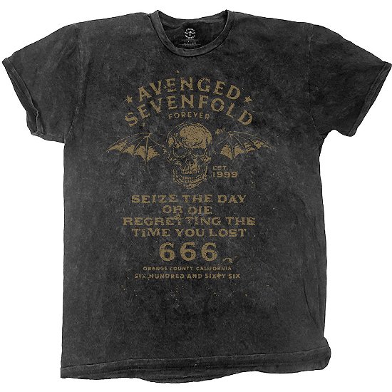 Avenged Sevenfold Unisex T-Shirt: Seize The Day (Wash Collection) - Avenged Sevenfold - Mercancía -  - 5056368692734 - 