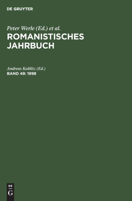 1998 - Andreas Kablitz - Książki - de Gruyter - 9783112421734 - 31 grudnia 1999