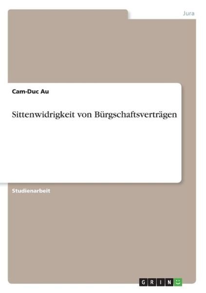 Cover for Au · Sittenwidrigkeit von Bürgschaftsvert (Bok)