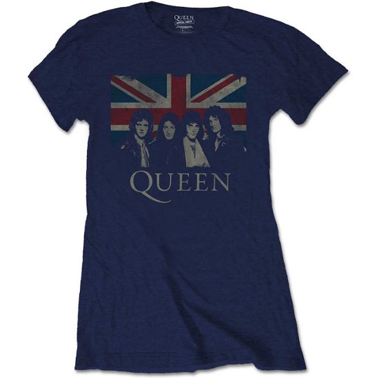 Cover for Queen · Queen Ladies T-Shirt: Vintage Union Jack (T-shirt) [size S] [Blue - Ladies edition]
