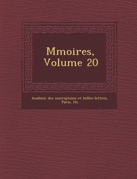 Cover for Paris · M Moires, Volume 20 (Paperback Book) (2012)