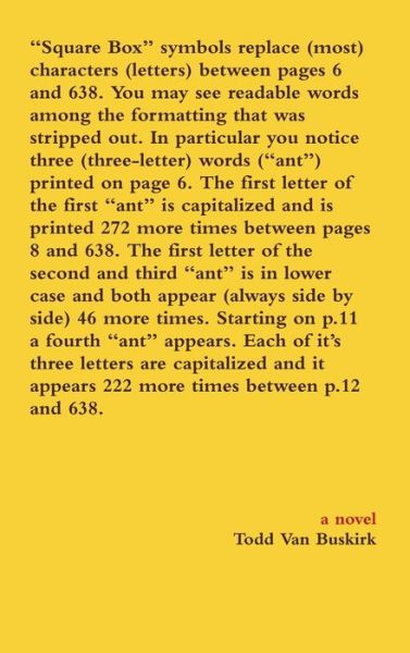 Cover for Todd Van Buskirk · Square Box symbols replace  characters  between pages 6 and 638. You may see readable words among the formatting that was stripped out. ... words  printed on page 6... (Hardcover Book) (2015)