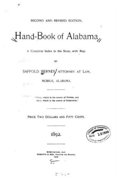 Cover for Saffold Berney · Hand-book of Alabama, a complete index to the state, with map (Paperback Book) (2016)