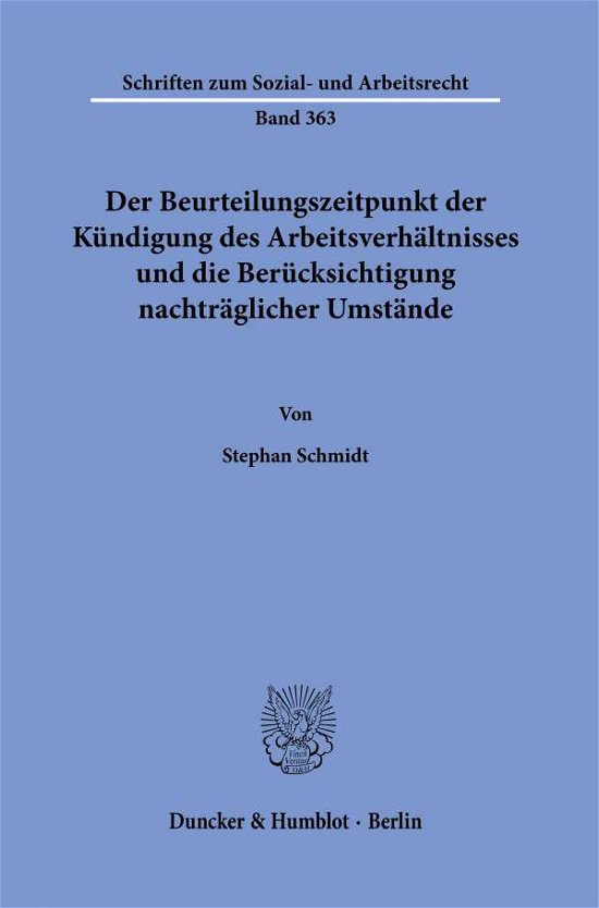 Cover for Schmidt · Der Beurteilungszeitpunkt der K (N/A) (2021)