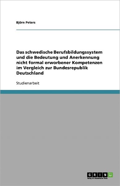 Cover for Peters · Das schwedische Berufsbildungssy (Book) [German edition] (2013)