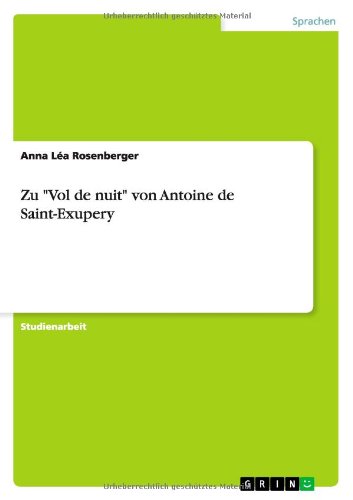 Cover for Rosenberger · Zu &quot;Vol de nuit&quot; von Antoin (Bok) [German edition] (2013)