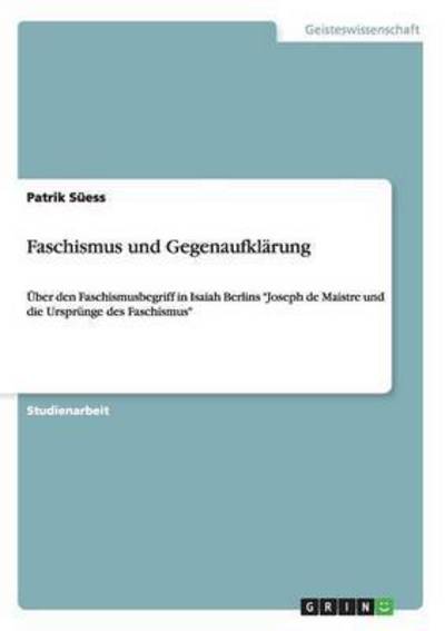 Cover for Süess · Faschismus und Gegenaufklärung (Book) (2013)